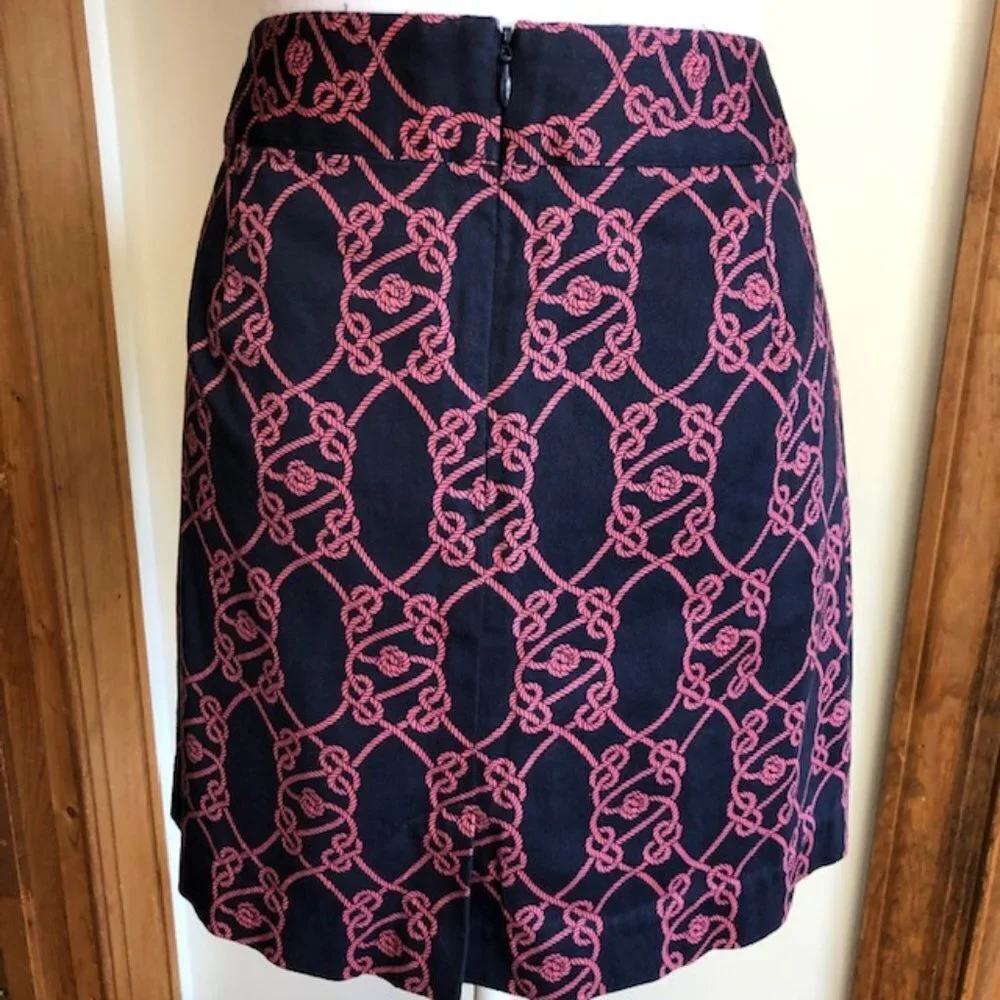 VINEYARD VINES Nautical Rope Navy Pink A Line Skirt 10